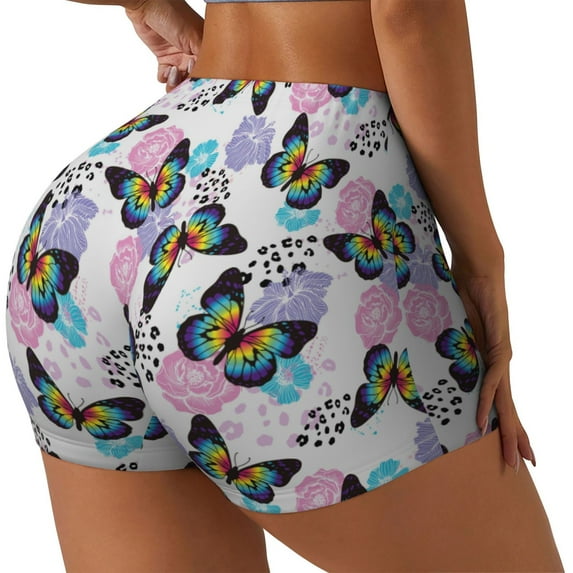 Picia Bright Butterflies1 Printed Workout Shorts for Women Seamless Scrunch Butt Lifting High Waisted Yoga Gym Booty Running Moisture-wicking Short Pants-Medium
