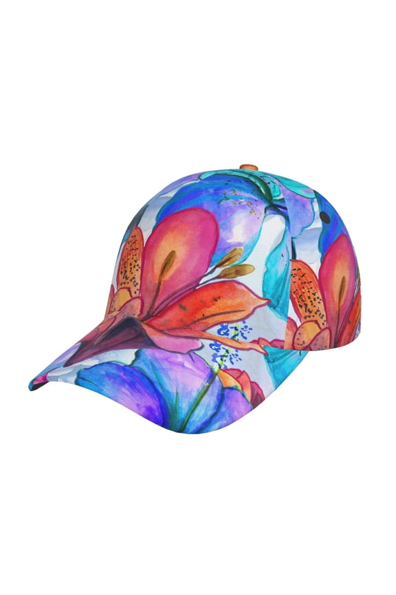 Bright Flowers pattern Trucker Low Profile Hat Men Women Baseball Cap Dad Hat Adjustable Unconstructed Plain Cap