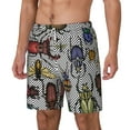 thumbnail image 1 of Picia Bright Insects pattern Mens Swim Trunks with Compression Liner Stretch Beach Shorts Quick Dry with Zipper Pockets No-Chafing Board Shorts-Large, 1 of 9