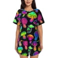 thumbnail image 1 of Picia Bright Mushrooms Pajamas Sets for Women Soft Short-Sleeved Pjs with Lounge Shorts Two Piece Sleepwear-XX-Large, 1 of 9