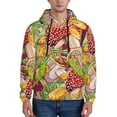 thumbnail image 1 of Picia Bright Mushrooms Pattern Casual Men's Hoodie - Lightweight Hooded Sweatshirt with Kangaroo Pocket, Comfortable Pullover for Everyday, Travel-Medium, 1 of 7