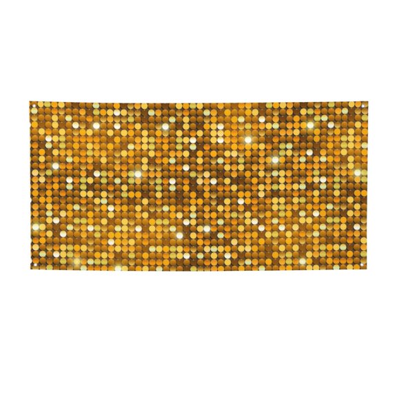 Picia Bright Shiny Golden Pattern Party Banner, Festive Decoration, Holiday Banner, Celebration Decor, Event Banner, Reusable Party Banner-Medium
