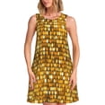thumbnail image 1 of Picia Bright Shiny Golden Print Women’s Sleeveless Midi Swing Dress – A-Line Pleated Tank Sundress, Comfortable and Flowy T-Shirt Dress, 1 of 7
