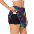 thumbnail image 1 of Picia Bright Universe Pattern Women's 2 in 1 Athletic Running Shorts High Waisted Workout Casual Gym Sweat Shorts with Comfy Liner Zipper Pockets-XX-Large, 1 of 9