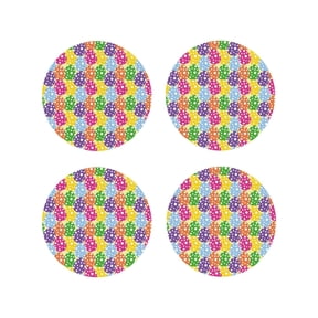 Picia Bright and colorful easter eggs Printed Leather Coasters for Drinks, 4" Drink Coasters Set of 4 for Tabletop Protection, Handmade Luxurious Home Décor and Housewarming Gift-Round Shape