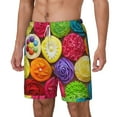 thumbnail image 1 of Picia Brightly Colored Cupcakes pattern Mens Swim Trunks with Compression Liner Stretch Beach Shorts Quick Dry with Zipper Pockets No-Chafing Board Shorts-Medium, 1 of 9