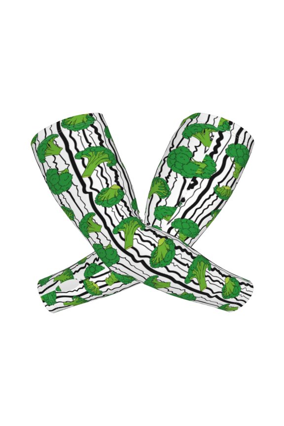Broccoli 2 Arm Sleeves for Men and Women - Tattoo Cover Up UPF 50+ Cooling Sports Sleeve for Basketball Golf Football-One Size