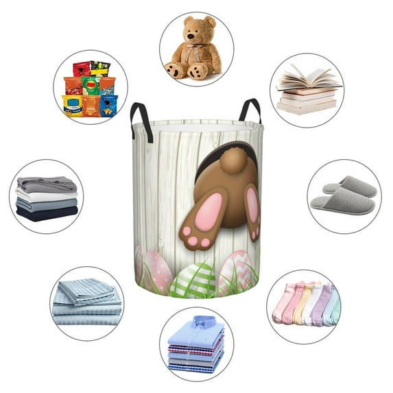 Picia Brown Bunny Large Laundry Basket, Waterproof, Freestanding Laundry Hamper, Collapsible Tall Clothes Hamper with Extended Handles-Medium