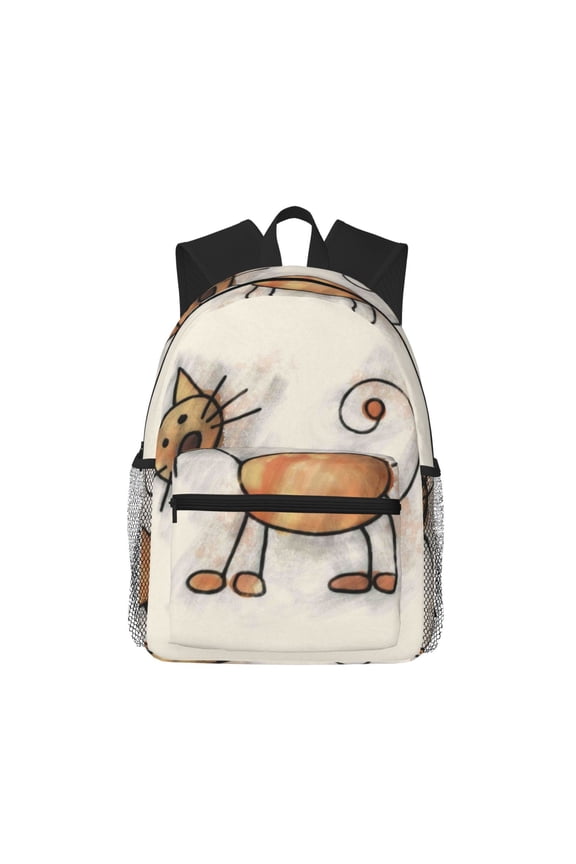 Brown Cat Cartoon Large Capacity Backpack Classic Style Backpack Casual Backpack Water-Resistant School Work Travel Outdoor Backpack