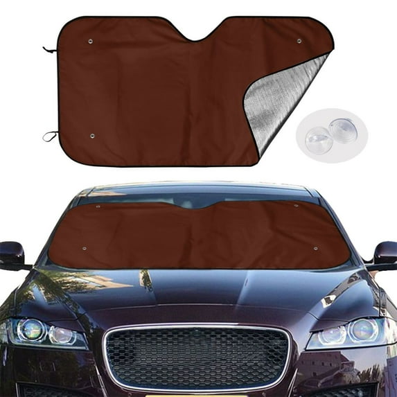 Picia Brown Curved Windshield Sunshade Accordion Folding Style Auto Shade for Car Truck SUV Van Blocks UV Ray Sun Visor Protector -Small