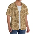 thumbnail image 1 of Picia Brown Flowers Men's Linen Shirts Short Sleeve Cuban Beach Shirts Casual Shirts Button Down Shirt for Men Beach Summer Wedding Shirt-4X-Large, 1 of 7