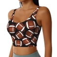 thumbnail image 1 of Picia Brown Football On Black Sports Bra for Women,Padded Strappy Sports Bras Medium Support Yoga Bra with Removable Cups,Running Yoga Bra-Medium, 1 of 9