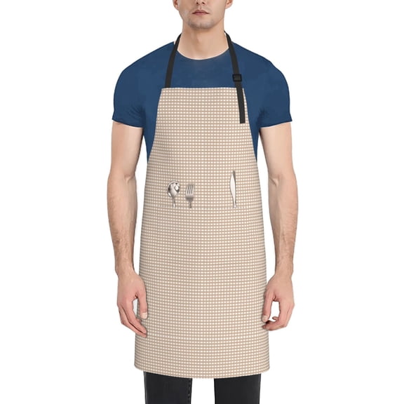 Picia Brown Gingham Waterproof Apron for Unisex Adult - Adjustable Bib Apron with Pockets, Ideal for Cooking, Gardening, Painting, and Household Chores