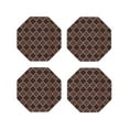 thumbnail image 1 of Picia Brown Gold Grid Printed Leather Coasters for Drinks, 4" Drink Coasters Set of 4 for Tabletop Protection, Handmade Luxurious Home Décor and Housewarming Gift -Octagon, 1 of 6