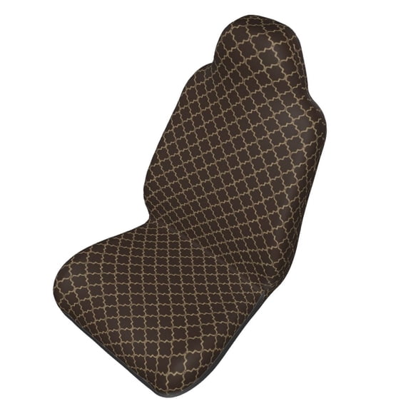 Picia Brown Moroccan Trellis Print Waterproof Sweating Car Seat Cover for Post Gym Workout, Running, Beach and Hiking, Universal Fit Anti-Slip Bucket Seat Protector