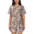 thumbnail image 1 of Picia Brown Sloth Pajamas Sets for Women Soft Short-Sleeved Pjs with Lounge Shorts Two Piece Sleepwear-Medium, 1 of 9