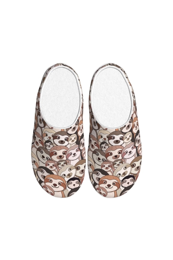 Brown Sloth for Women's Lamb-hug Comfy Fleece House Slippers Memory Foam, Slip-on House Shoes Indoor Outdoor-40/41