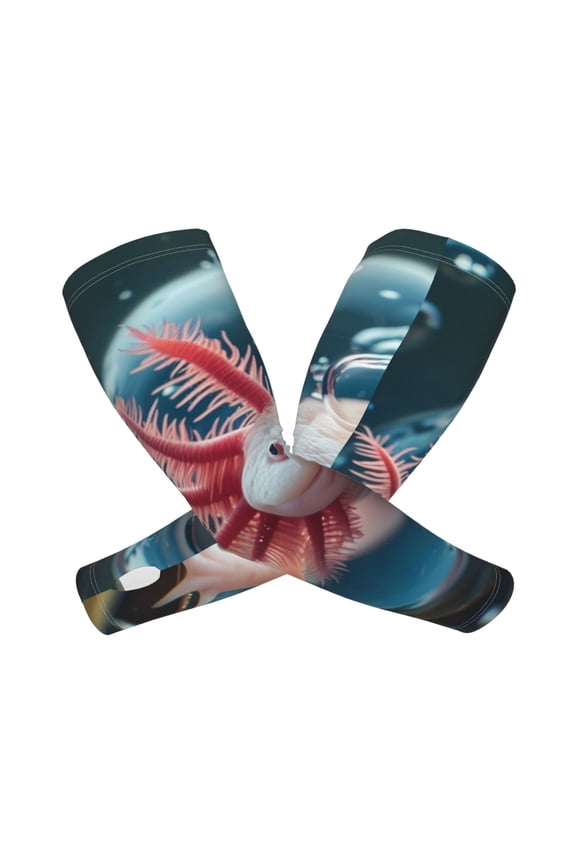 Bubbles Axolotl Fantasy Arm Sleeves for Men and Women - Tattoo Cover Up UPF 50+ Cooling Sports Sleeve for Basketball Golf Football-One Size