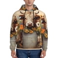 thumbnail image 1 of Picia Bucket Flower Cow Pattern Casual Men's Hoodie - Lightweight Hooded Sweatshirt with Kangaroo Pocket, Comfortable Pullover for Everyday, Travel-Small, 1 of 7