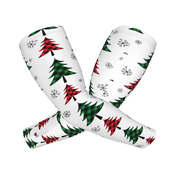 Picia Buffalo Plaid Christmas Trees Arm Sleeves for Men and Women - Tattoo Cover Up UPF 50+ Cooling Sports Sleeve for Basketball Golf Football-One Size