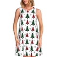 thumbnail image 1 of Picia Buffalo Plaid Christmas Trees Print Women’s Sleeveless Midi Swing Dress – A-Line Pleated Tank Sundress, Comfortable and Flowy T-Shirt Dress, 1 of 7