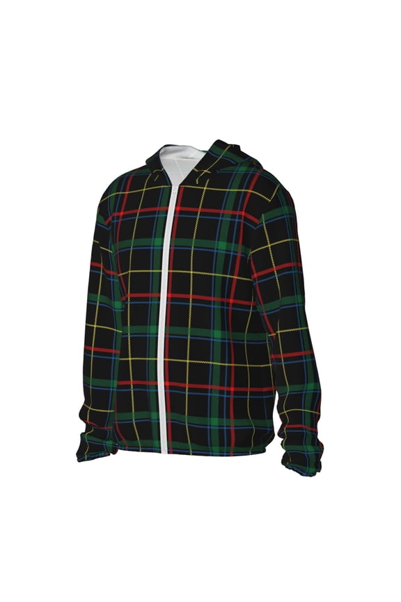 Buffalo Plaid Dark Green Women's Men's UPF 50+ Sun Protection Hoodie Shirt Long Sleeve SPF Fishing Outdoor UV Hiking Lightweight Shirts-Small