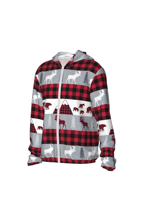 Buffalo Plaid Forest Women's Men's UPF 50+ Sun Protection Hoodie Shirt Long Sleeve SPF Fishing Outdoor UV Hiking Lightweight Shirts-Small