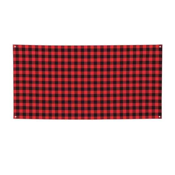Picia Buffalo Plaid Red Black Pattern Party Banner, Festive Decoration, Holiday Banner, Celebration Decor, Event Banner, Reusable Party Banner-Medium