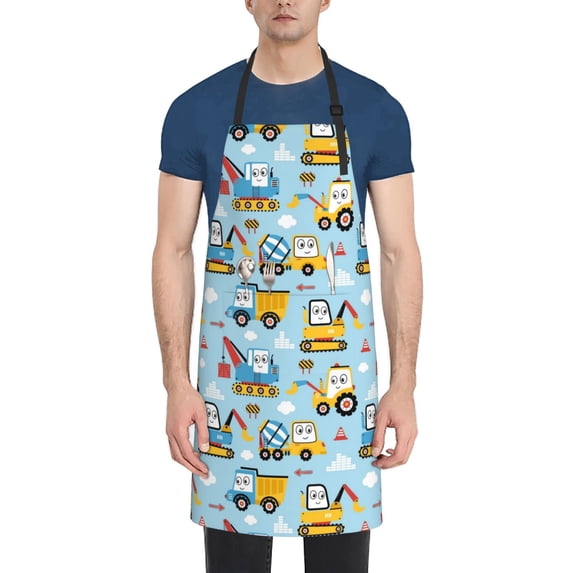Picia Building Truck Waterproof Apron for Unisex Adult - Adjustable Bib Apron with Pockets, Ideal for Cooking, Gardening, Painting, and Household Chores
