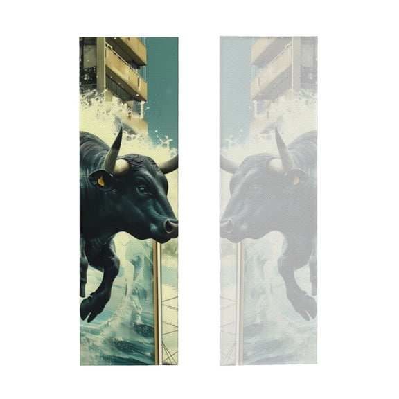 Picia Bull Charging Through Waves Pattern Cooling Towels (40"x12") Cool Towel, Cold Towel, Microfiber Soft Breathable Chilly Ice Towel
