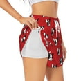 thumbnail image 1 of Picia Bulldog Red Pattern Women's 2 in 1 Athletic Running Shorts High Waisted Workout Casual Gym Sweat Shorts with Comfy Liner Zipper Pockets-Small, 1 of 9