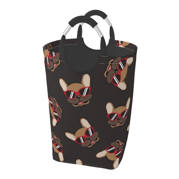 Picia Bulldog with Sunglasses Laundry Basket With Handles Laundry Hamper Toys Storage Organizer Foldable Bucket Washing Bin Dirty Clothes Bag For Home Bathroom Bedroom Dorm