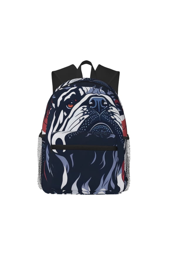 Bulldog with Forest Flag Large Capacity Backpack Classic Style Backpack Casual Backpack Water-Resistant School Work Travel Outdoor Backpack