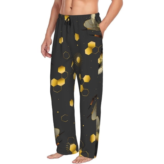 Picia Bumblebee Mens Soft Woven Cotton Elastic Waistband Sleep Pajama Pant Lounge Sleep Pant With Pockets And Drawstring-