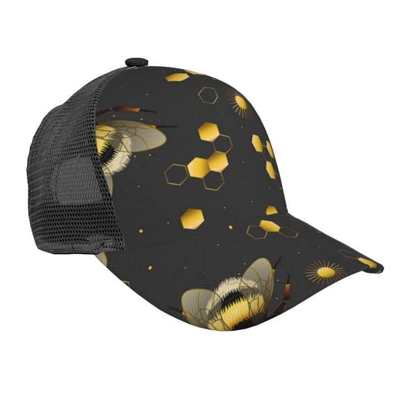 Picia Bumblebee Pattern Trucker Hat,Baseball Cap,Sun Protection Cap,Stylish Headwear,Leisure Cap,Outdoor Sports Cap