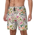 thumbnail image 1 of Picia Bunny Floral pattern Mens Swim Trunks with Compression Liner Stretch Beach Shorts Quick Dry with Zipper Pockets No-Chafing Board Shorts-, 1 of 9