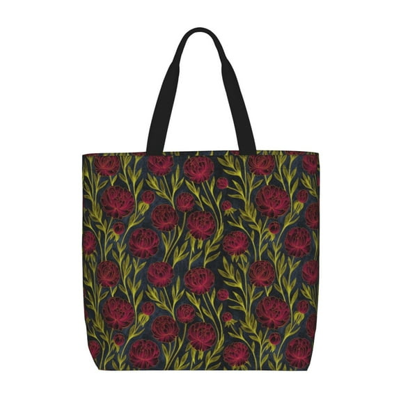 Picia Burgundy Peony Flowers for Tote Bag for Women with Zipper, Gym Tote with Compartments, Laptop Work Tote Nurse Dance Yoga Bag for Sport, Travel