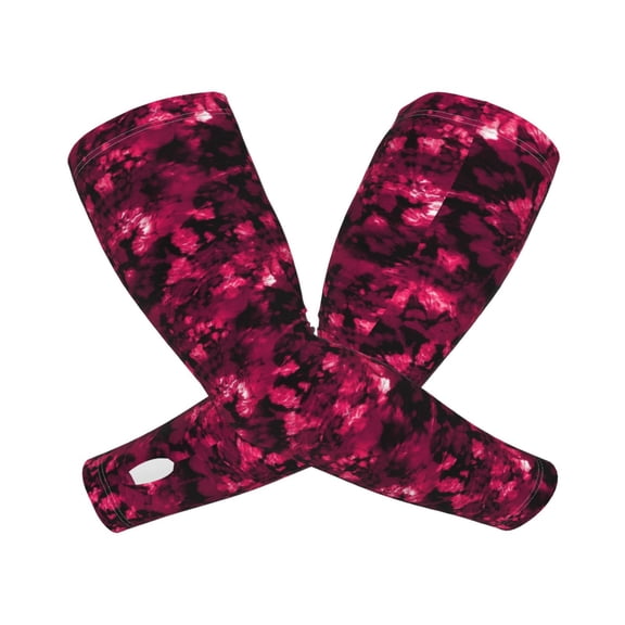 Picia Burgundy Tie Dye Arm Sleeves for Men and Women - Tattoo Cover Up UPF 50+ Cooling Sports Sleeve for Basketball Golf Football-One Size