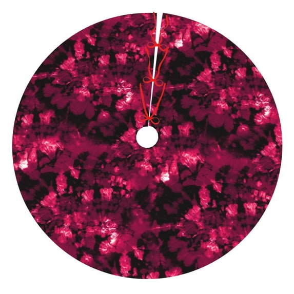 Picia Burgundy Tie Dye Print Christmas Tree Skirt , Christmas Tree Skirt Ornaments for Merry Christmas Holiday Party Decorations Indoor Outdoor-48"