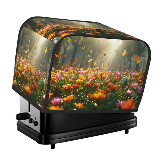 Picia Butterflies In Flower Field Print 2 Slice Toaster Cover , Toaster Protector Dustproof Kitchen Appliance Cover, Kitchen Appliance Dustproof Protector