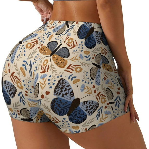Picia Butterflies Printed Workout Shorts for Women Seamless Scrunch Butt Lifting High Waisted Yoga Gym Booty Running Moisture-wicking Short Pants-XX-Large