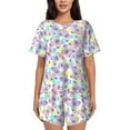thumbnail image 1 of Picia Butterflies on Polka Dots Pajamas Sets for Women Soft Short-Sleeved Pjs with Lounge Shorts Two Piece Sleepwear-4X-Large, 1 of 9
