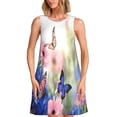 thumbnail image 1 of Picia Butterfly And Flowers Print Women’s Sleeveless Midi Swing Dress – A-Line Pleated Tank Sundress, Comfortable and Flowy T-Shirt Dress, 1 of 7