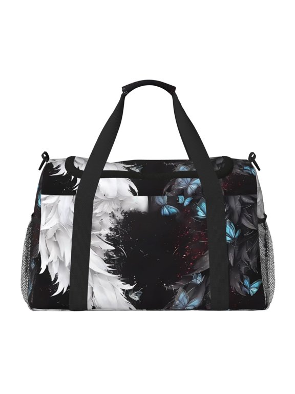 Butterfly Angel Wings Art Print Travel Duffle Bag,Weekender Bags for Women with Shoe Compartment, Gym Duffel Bag with Wet Pocket, Hospital Bags for Labor and Delivery