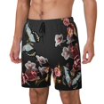 thumbnail image 1 of Picia Butterfly with Fowers pattern Mens Swim Trunks with Compression Liner Stretch Beach Shorts Quick Dry with Zipper Pockets No-Chafing Board Shorts-Medium, 1 of 9