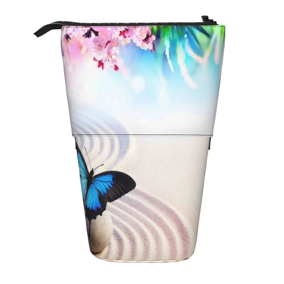 Picia Butterfly In Blossoms Zen Print Telescopic Pencil Case, Telescopic Pen Holder Telescopic Pencil Pouch Bag Stationery Pencil Case Box Storage Organizer Makeup Bag