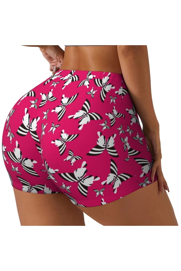 Butterfly Printed Workout Shorts for Women Seamless Scrunch Butt Lifting High Waisted Yoga Gym Booty Running Moisture-wicking Short Pants-XX-Large