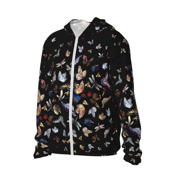 Picia Butterfly1 Women's Men's UPF 50+ Sun Protection Hoodie Shirt Long Sleeve SPF Fishing Outdoor UV Hiking Lightweight Shirts-Small