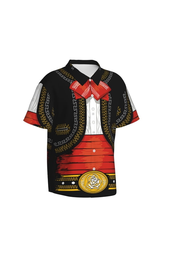 CHARRO SUIT Gentle Cotton Regular Fit Short Sleeve Casual Hawaiian Shirt for Men-XX-Large