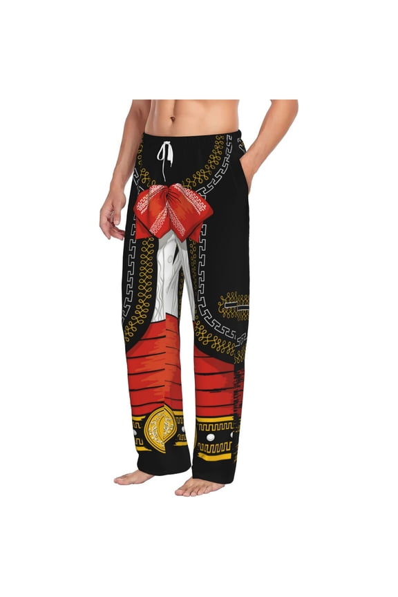 CHARRO SUIT Mens Soft Woven Cotton Elastic Waistband Sleep Pajama Pant Lounge Sleep Pant With Pockets And Drawstring-Medium